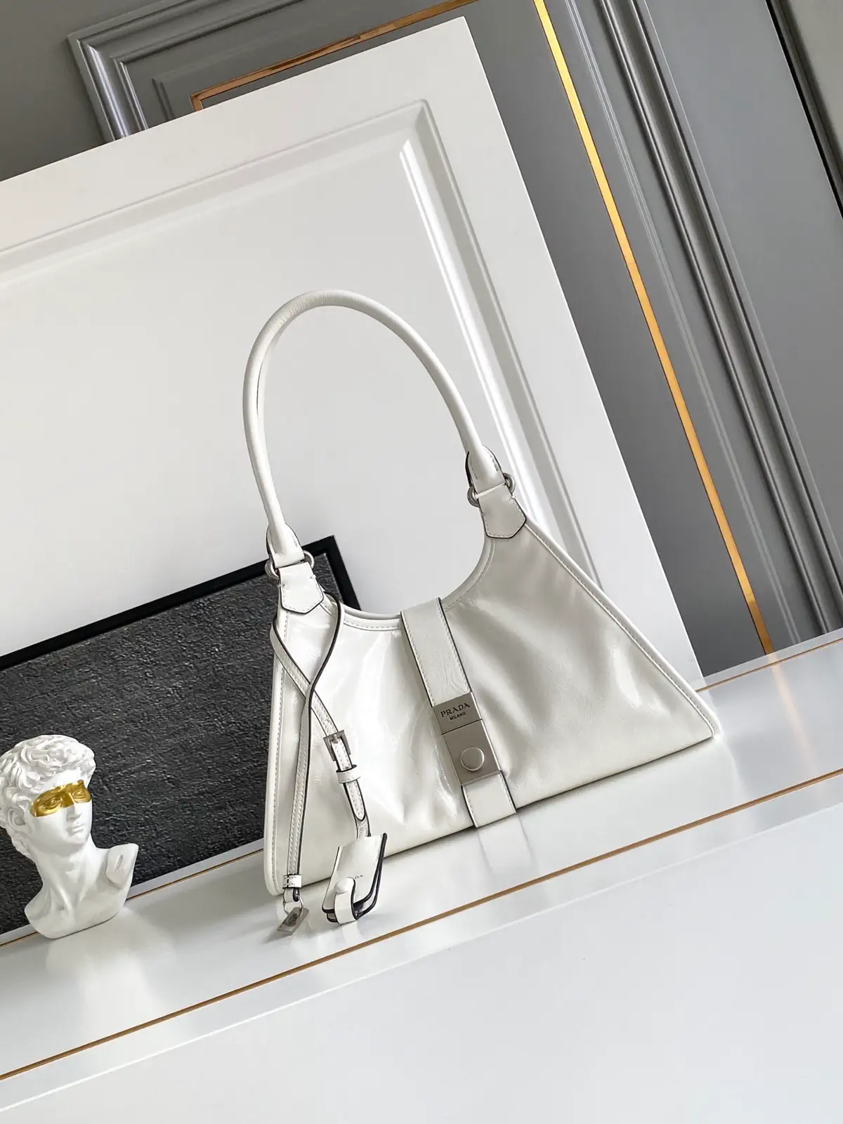 Prada White Buckle Closure Shoulder Bag image 1