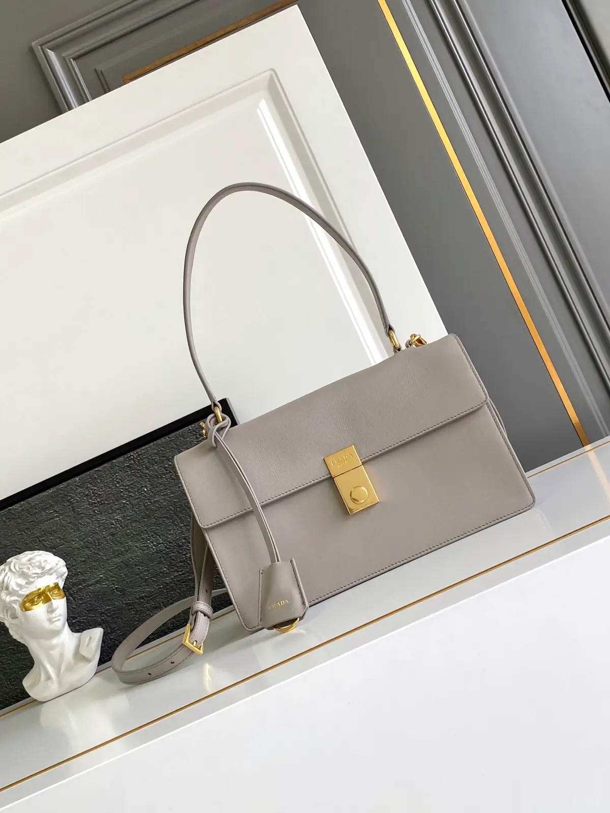 Prada Light Gray Shoulder Bag image 1