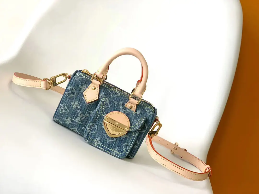 Louis Vuitton Blue Denim Nano Speedy Top Handle Bag image 1