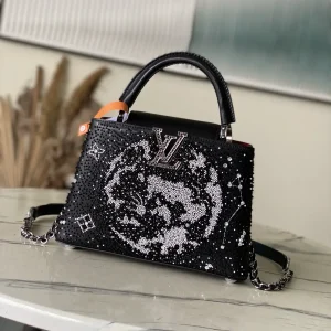 Louis Vuitton Black Beaded Moon Motif Capucines Mini Top Handle Bag image 1