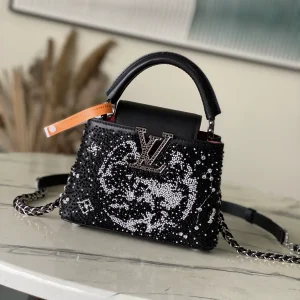 Louis Vuitton Black Beaded Embroidered Capucines Mini Top Handle Bag image 1