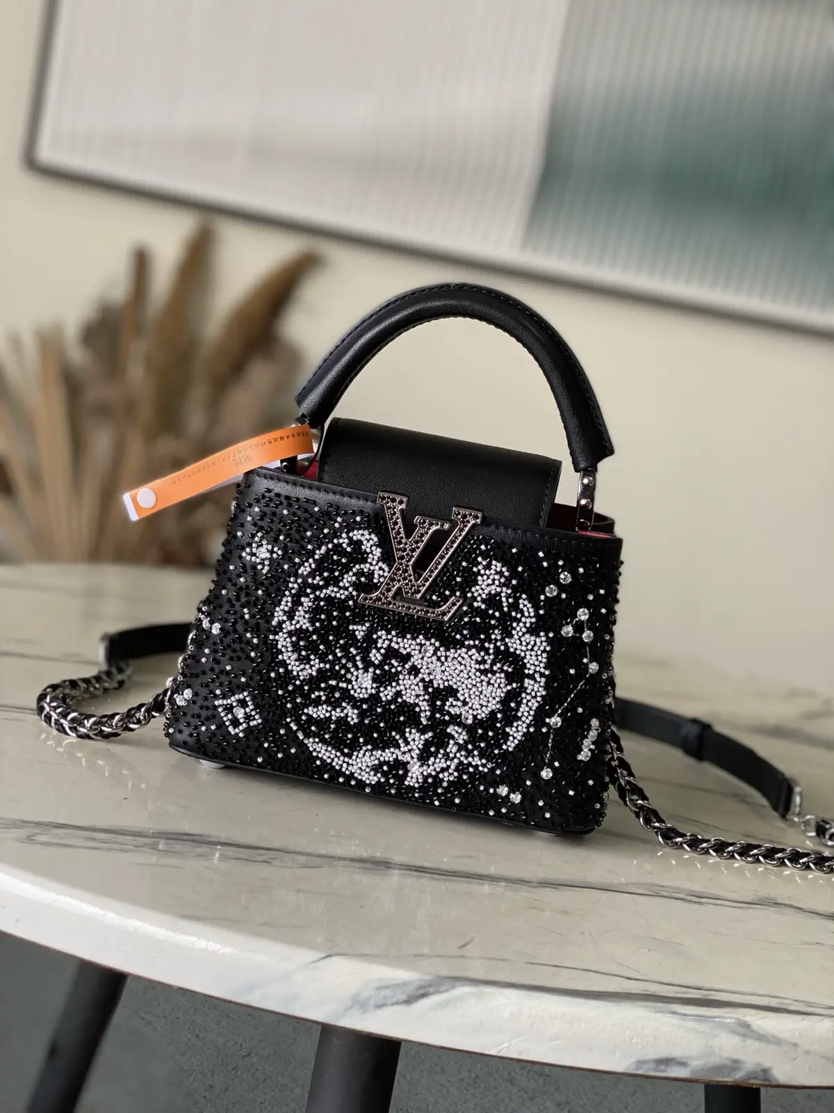 Louis Vuitton Black Beaded Embroidered Capucines Mini Top Handle Bag image 1