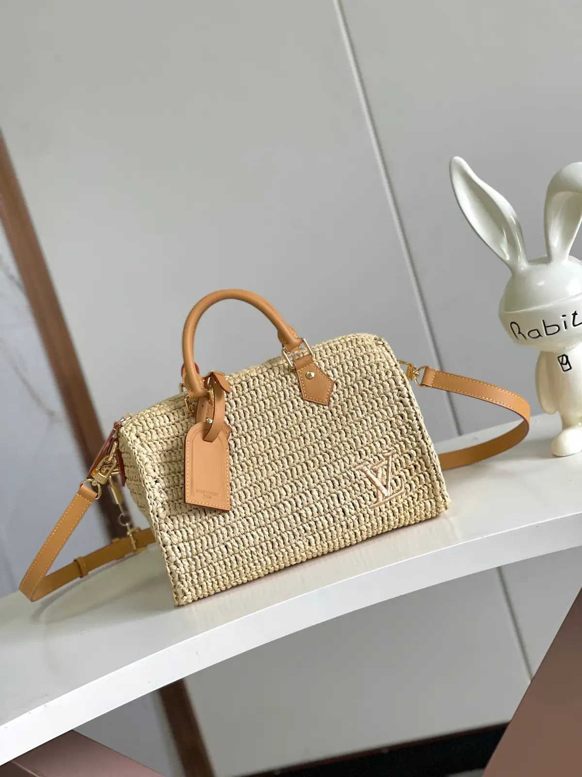 Louis Vuitton Speedy 30 Bandouliere Straw Top Handle Bag image 1