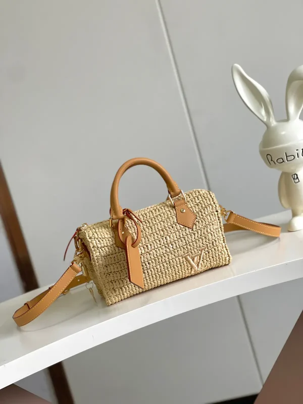 Louis Vuitton Speedy 25 Bandouliere Straw Top Handle Bag image 1