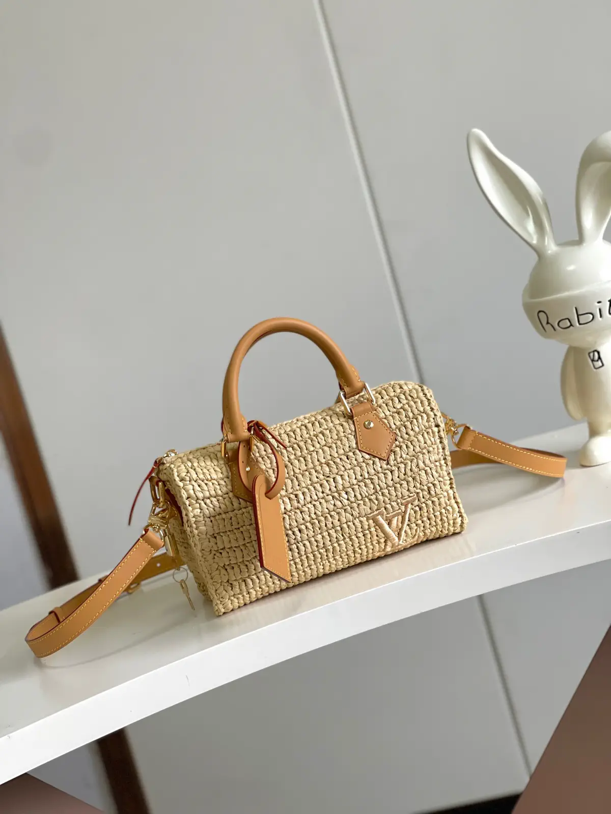Louis Vuitton Speedy 25 Bandouliere Straw Top Handle Bag image 1