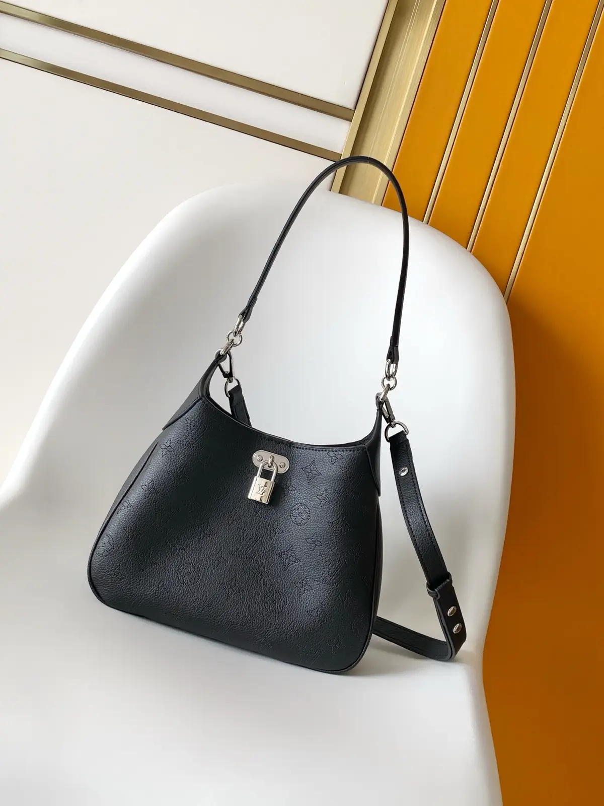 Louis Vuitton Black Monogram Perforated Leather Hobo Bag image 1