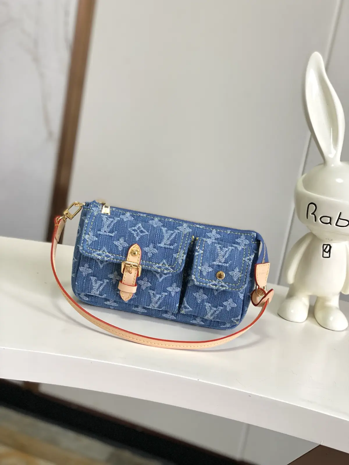 Louis Vuitton Blue Denim Monogram Pochette Accessories Cargo Bag image 1