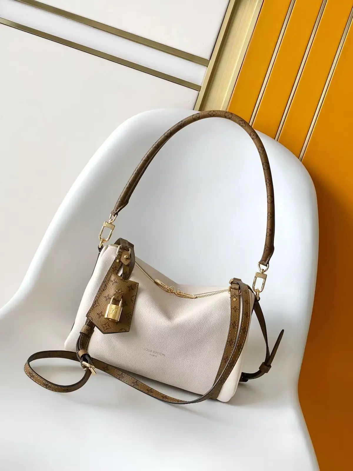 Louis Vuitton Cream Monogram Trim Small Shoulder Bag image 1