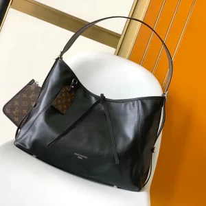 Louis Vuitton Black Leather CarryAll Dark Shoulder Bag image 1