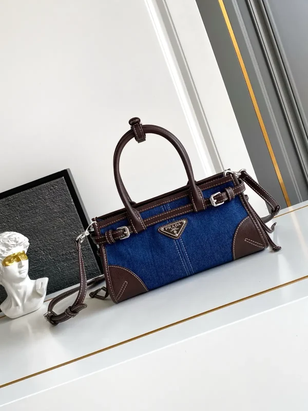 Prada Denim Mini Top Handle Bag with Detachable Strap image 1