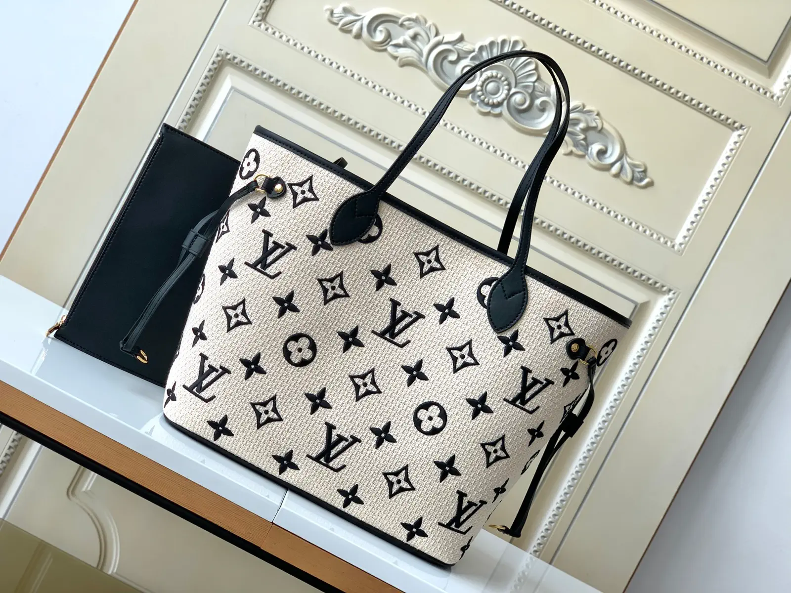 Louis Vuitton Monogram Raffia Cotton Neverfull MM Tote Bag image 1
