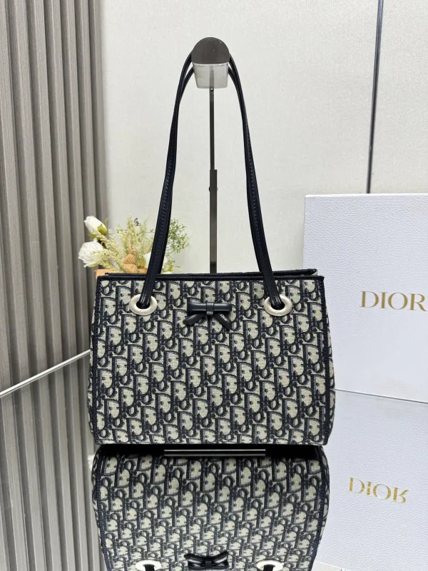 Dior Oblique Print Small Tote Bag with Bow Detail image 1
