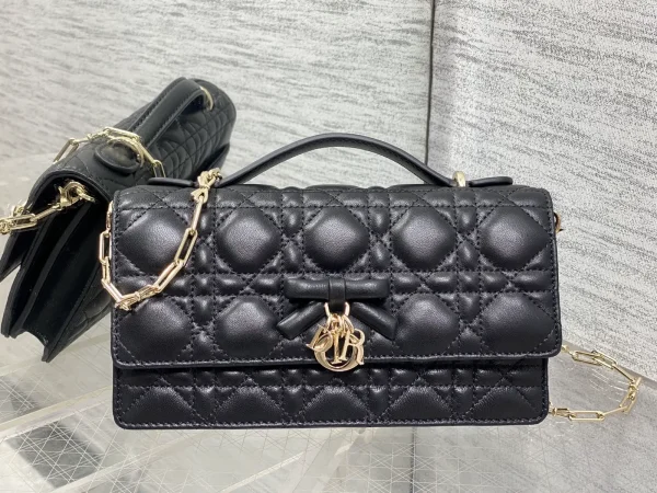 Dior Black Quilted Bow Chain WOC Bag image 1