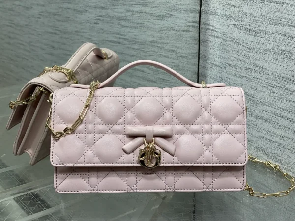 Dior Light Pink Quilted Bow Chain WOC Bag image 1