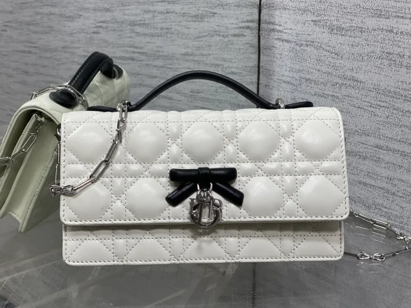 Dior White Quilted Bow Chain WOC Top Handle Bag image 1