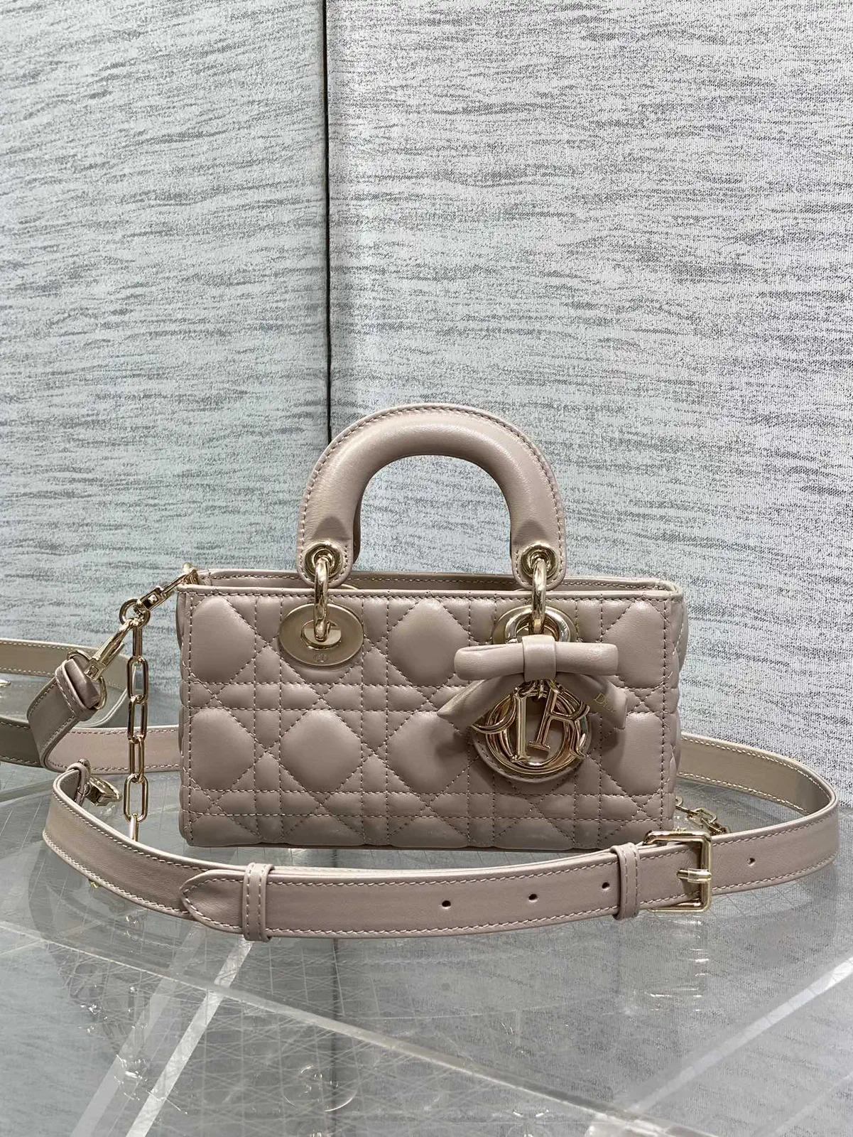 Dior Quilted Mini Top Handle Bag with Bow Detail image 1