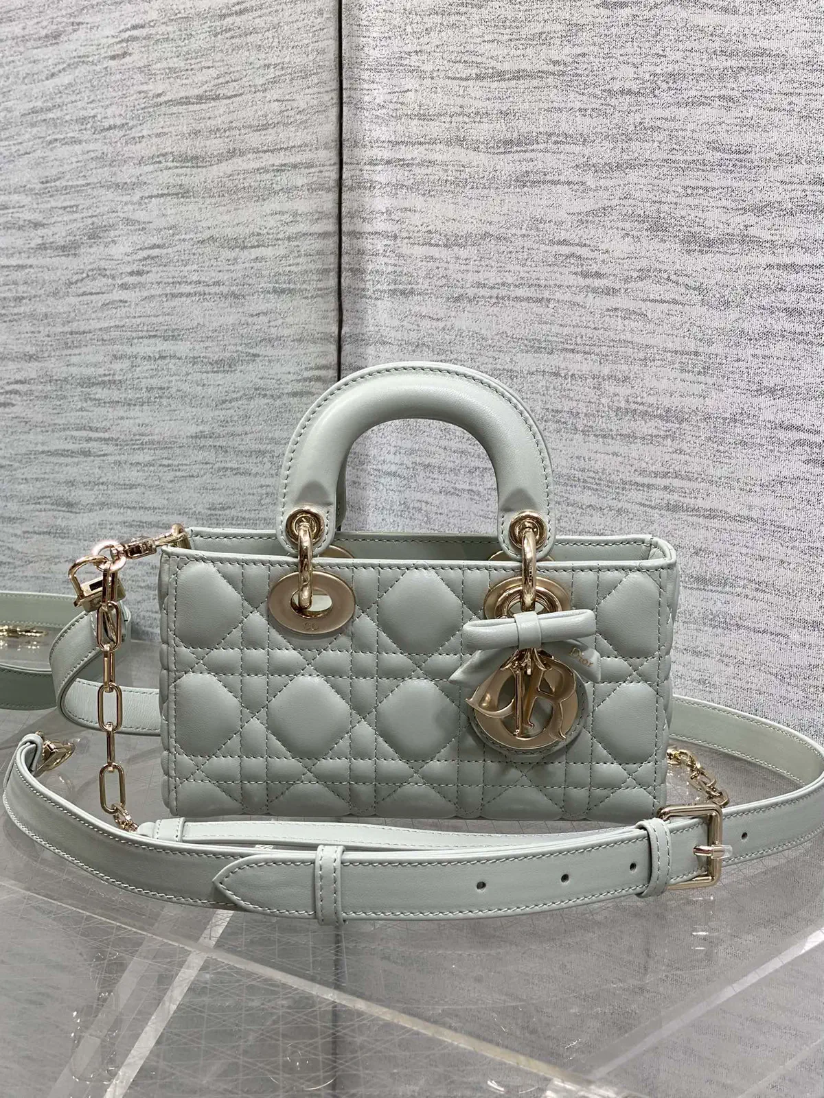 Dior Quilted Mini Top Handle Bag with Bow Detail image 1
