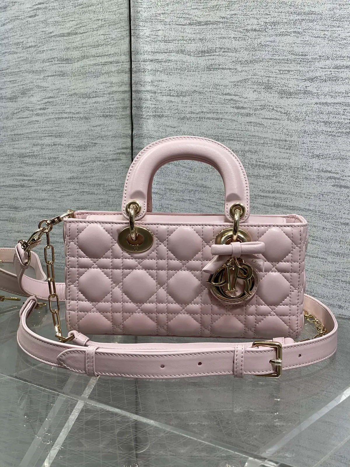 Dior Quilted Top Handle Bag with Bow Hardware image 1