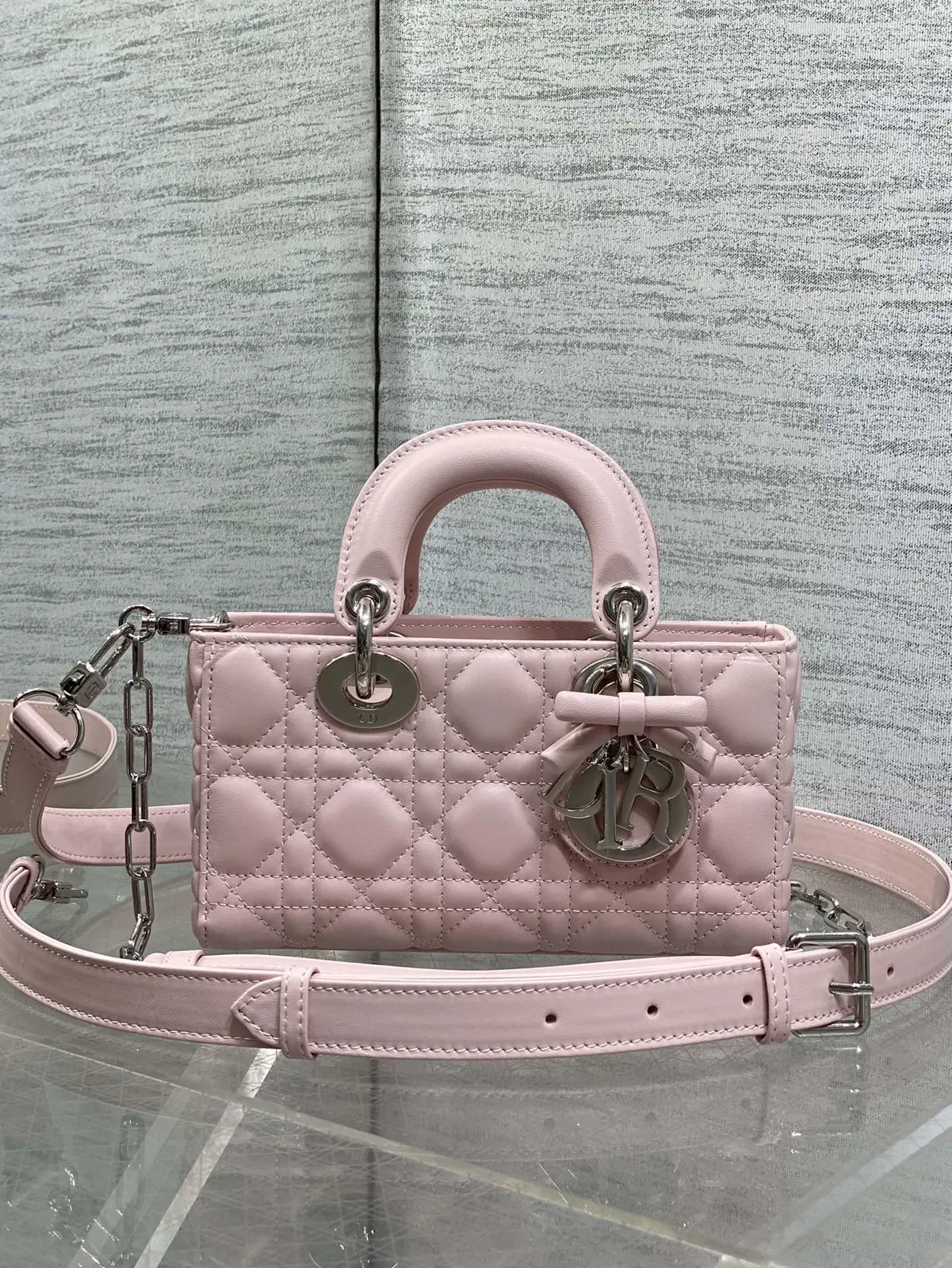 Dior Light Pink Quilted Top Handle Bag image 1