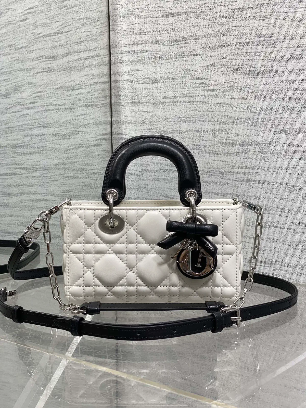 Dior Quilted D-Joy Top Handle Bag with Bow Charm image 1