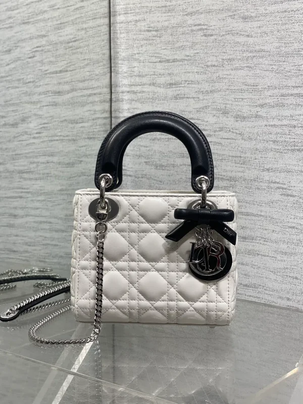 Dior Quilted Top Handle Bag with Bow Charm image 1