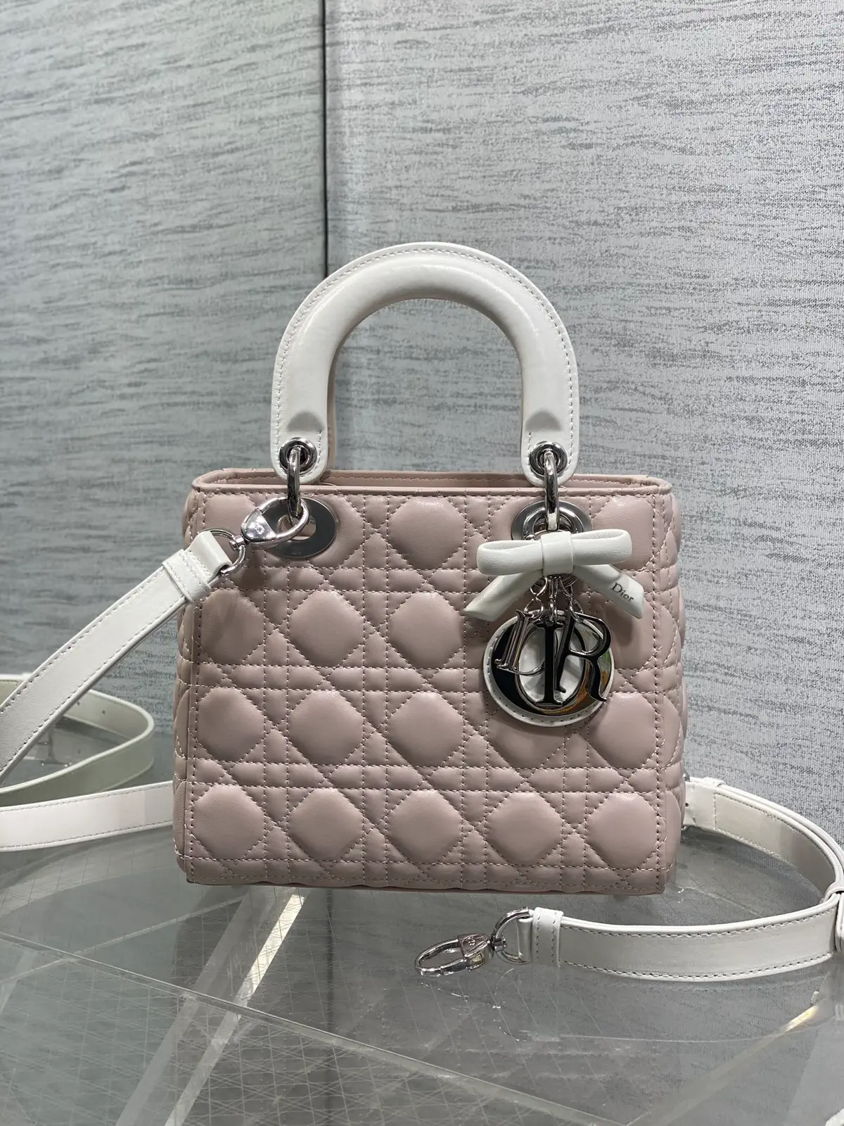 Dior Quilted Top Handle Bag with Bow Charm image 1