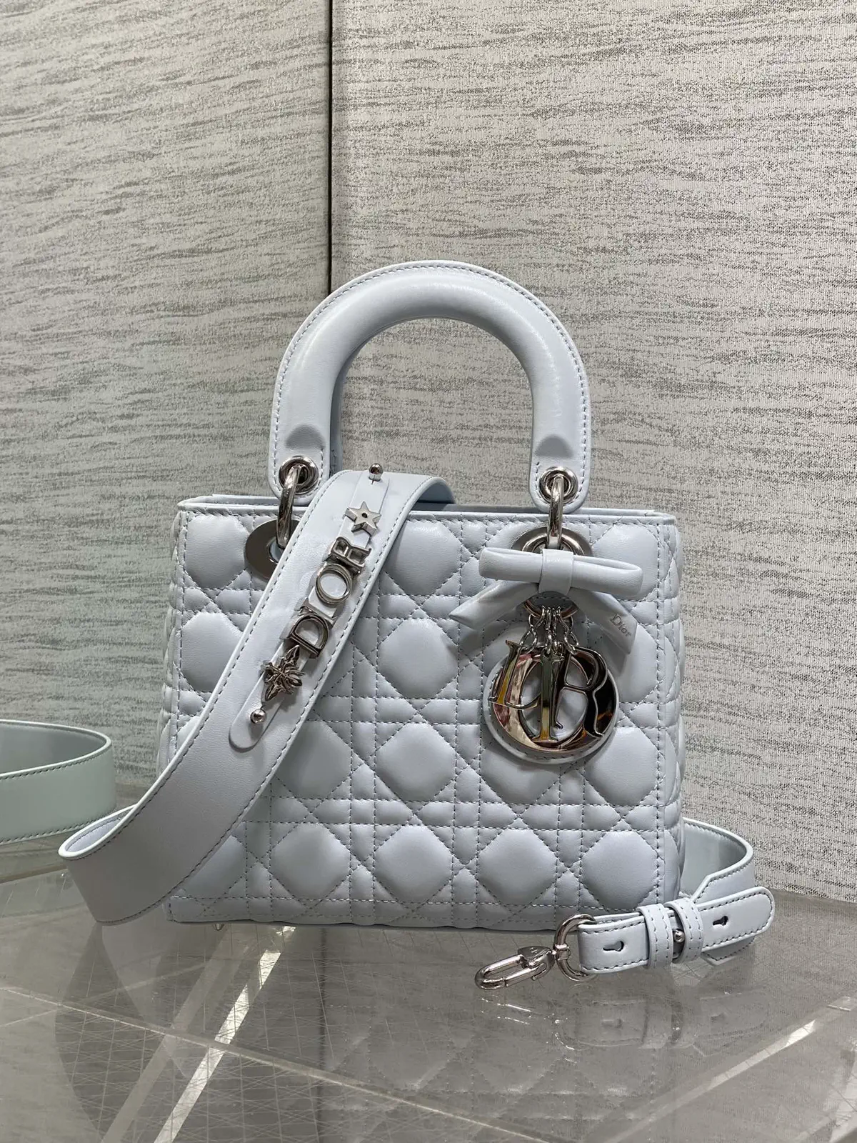 Dior Quilted Top Handle Bag with Bow Charm image 1