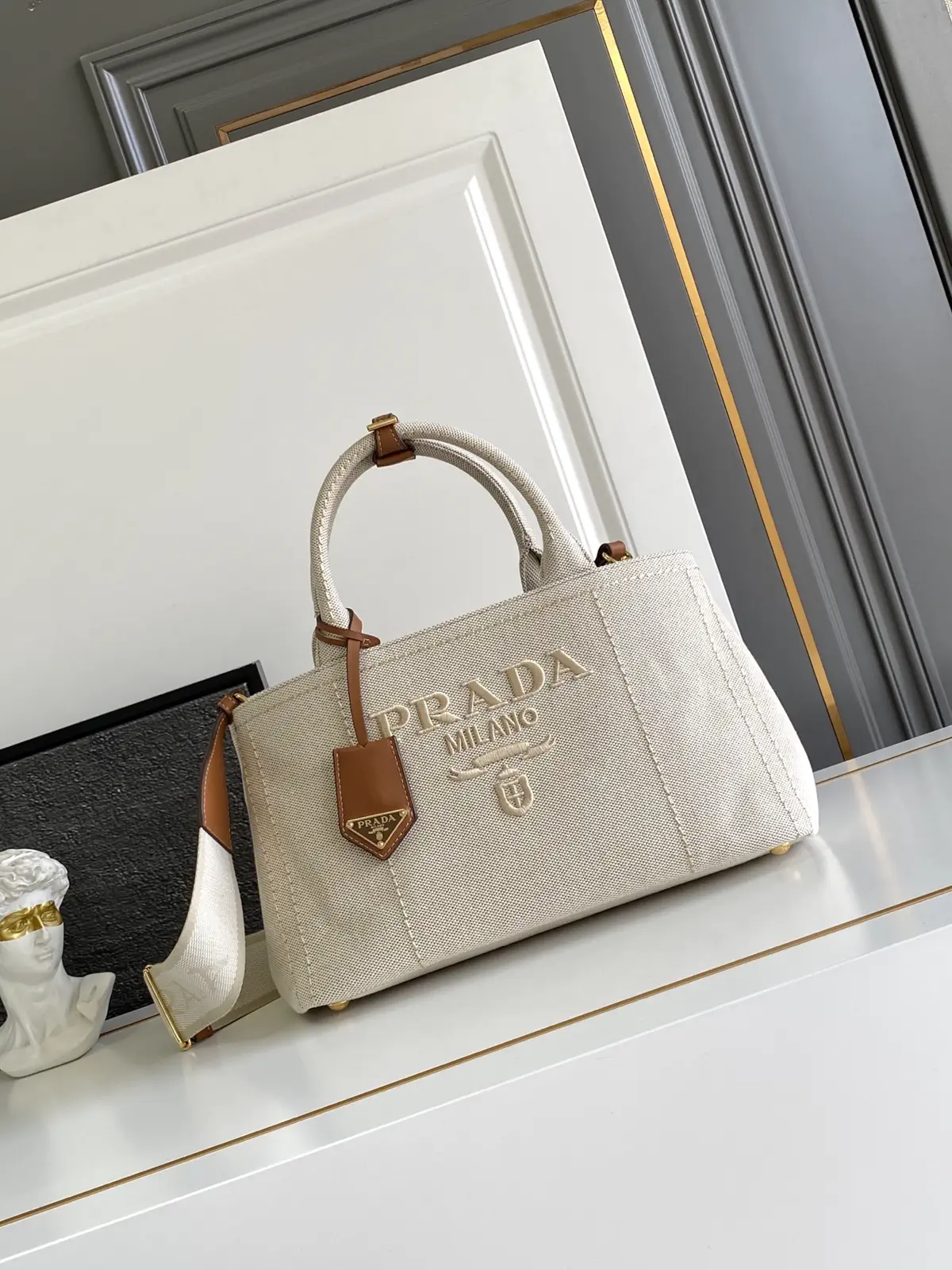 Prada Canvas Mini Top Handle Bag image 1