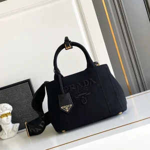 Prada Black Canvas Mini Top Handle Bag image 1