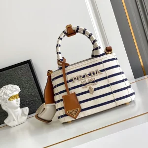 Prada Striped Canvas Mini Top Handle Bag image 1