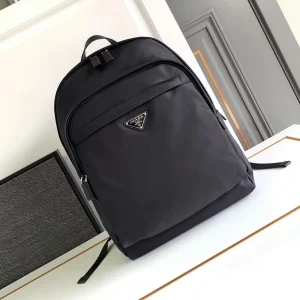 Prada Black Nylon Backpack with Leather Trim image 1