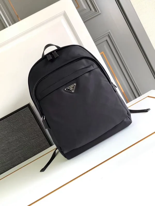 Prada Black Nylon Backpack with Leather Trim image 1