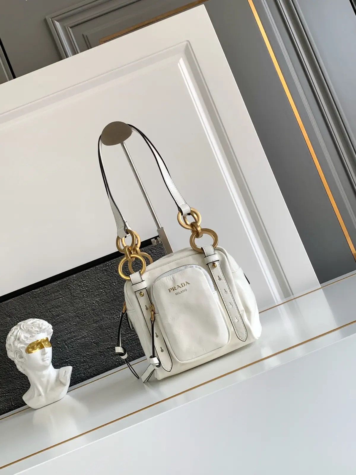 Prada White Square Top Handle Bag image 1