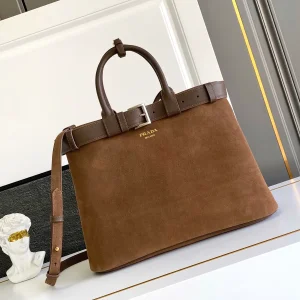 Prada Suede Top Handle Bag with Detachable Shoulder Strap image 1