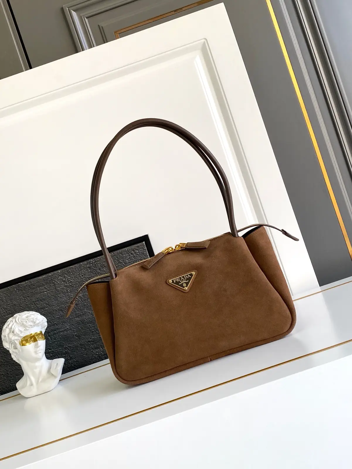 Prada Suede Soft Grain Hobo Shoulder Bag image 1