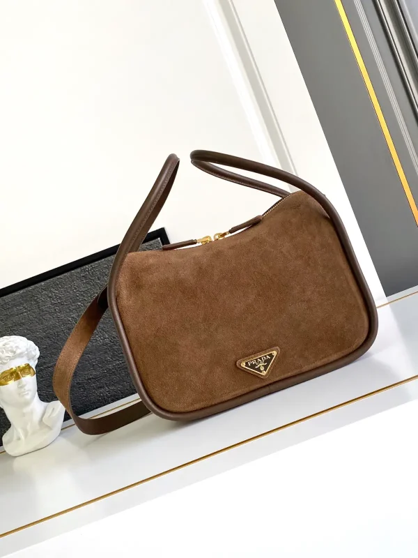 Prada Suede Top Handle Bag with Detachable Strap image 1