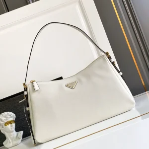Prada White Leather Hobo Shoulder Bag image 1