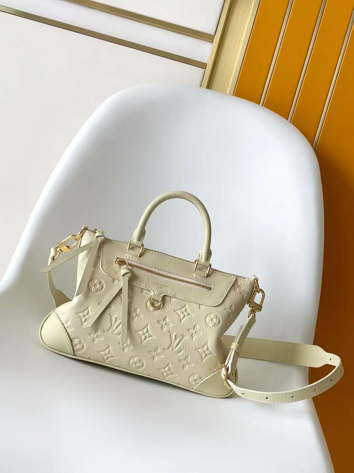 Louis Vuitton Cream Monogram Embossed Top Handle Bag image 1