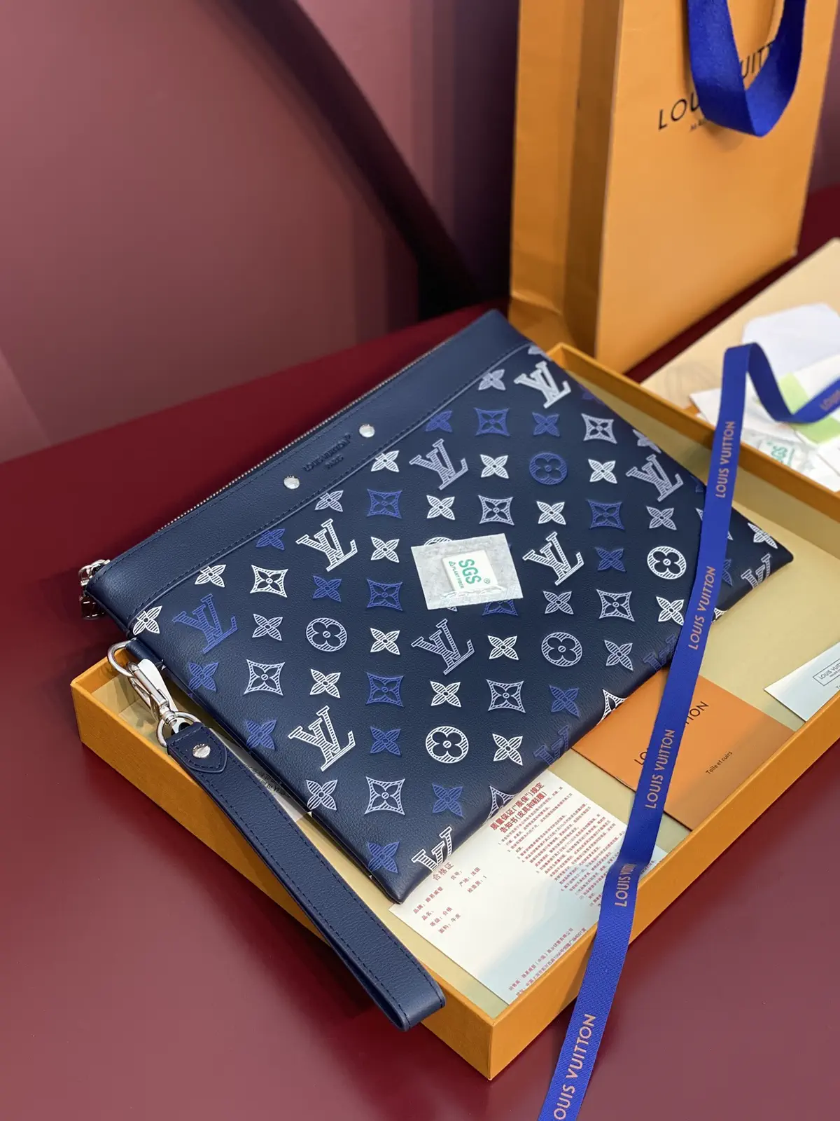 Louis Vuitton Navy Monogram Pochette To-Go Clutch image 1