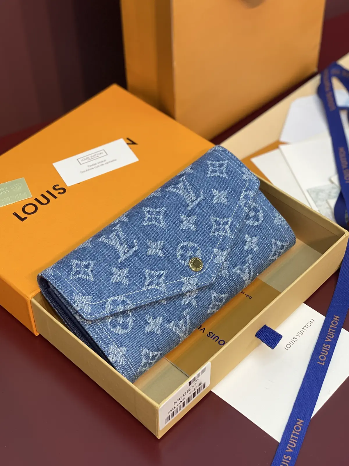 Louis Vuitton Denim Monogram Portefoy Sara Wallet image 1