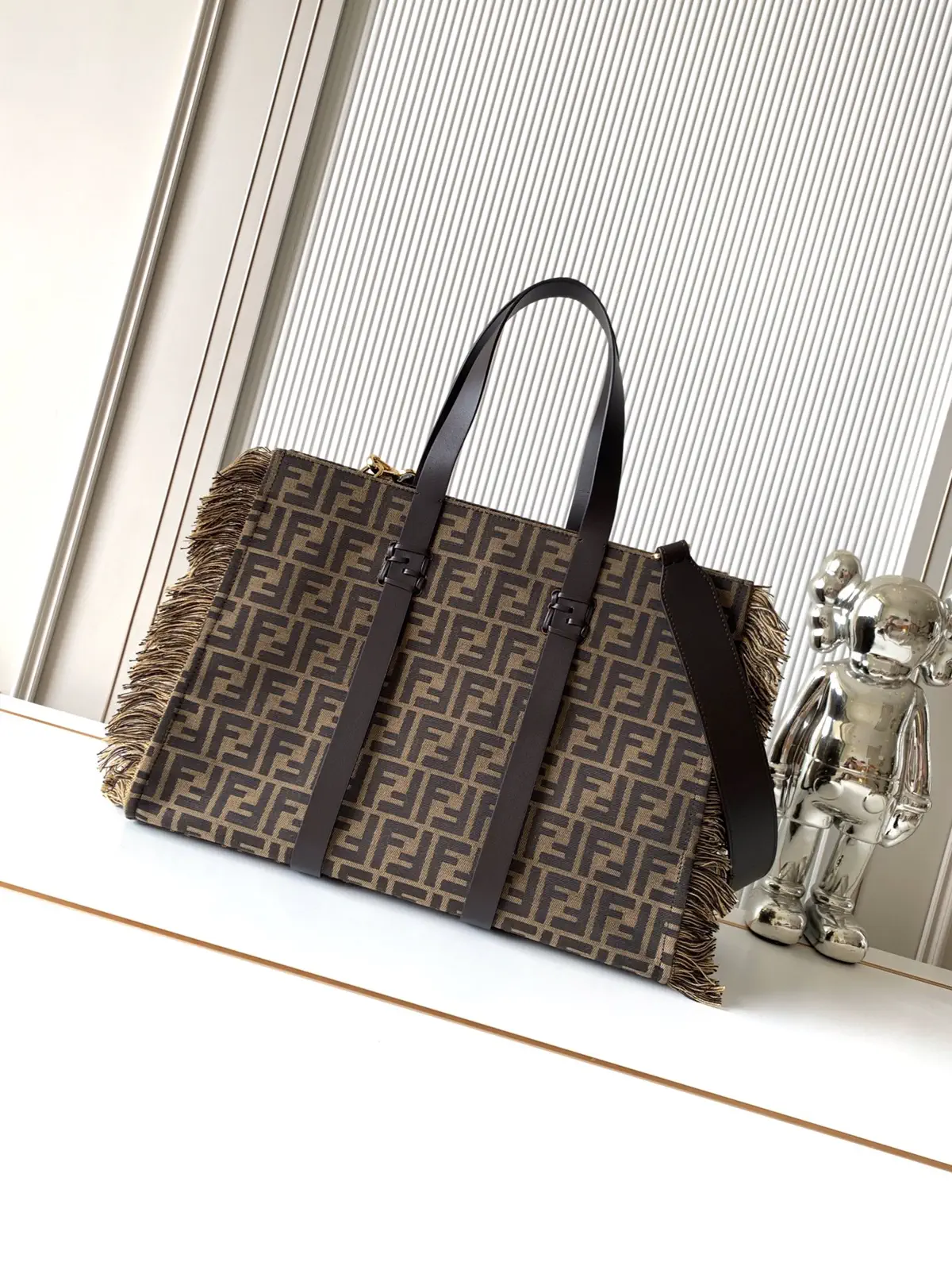 FENDI FF Monogram Fringed Tote Bag image 1