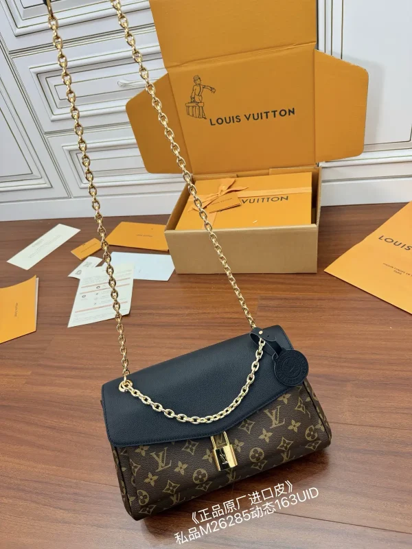 Louis Vuitton Monogram Flap Shoulder Bag with Black Leather Top image 1