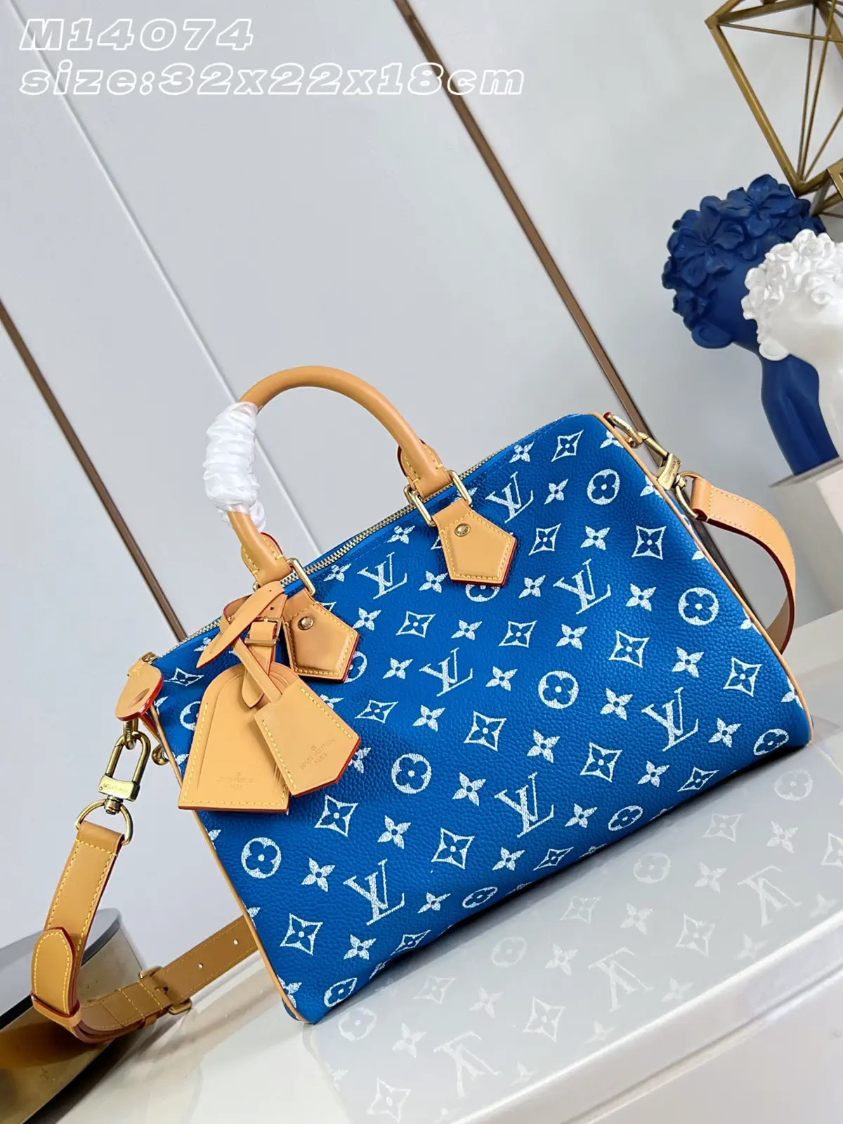 Louis Vuitton Blue Monogram Speedy P9 Bandoulière 30 Top Handle Bag image 1
