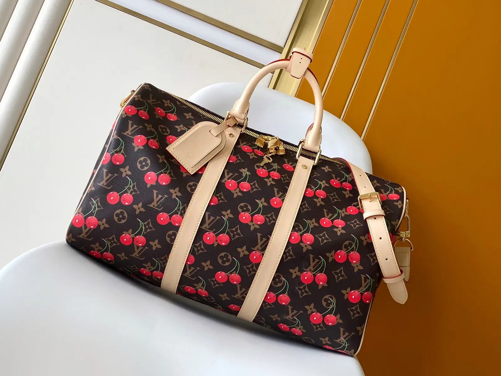 Louis Vuitton Cherry Monogram Keepall Bandoulière 45 Duffle Bag image 1