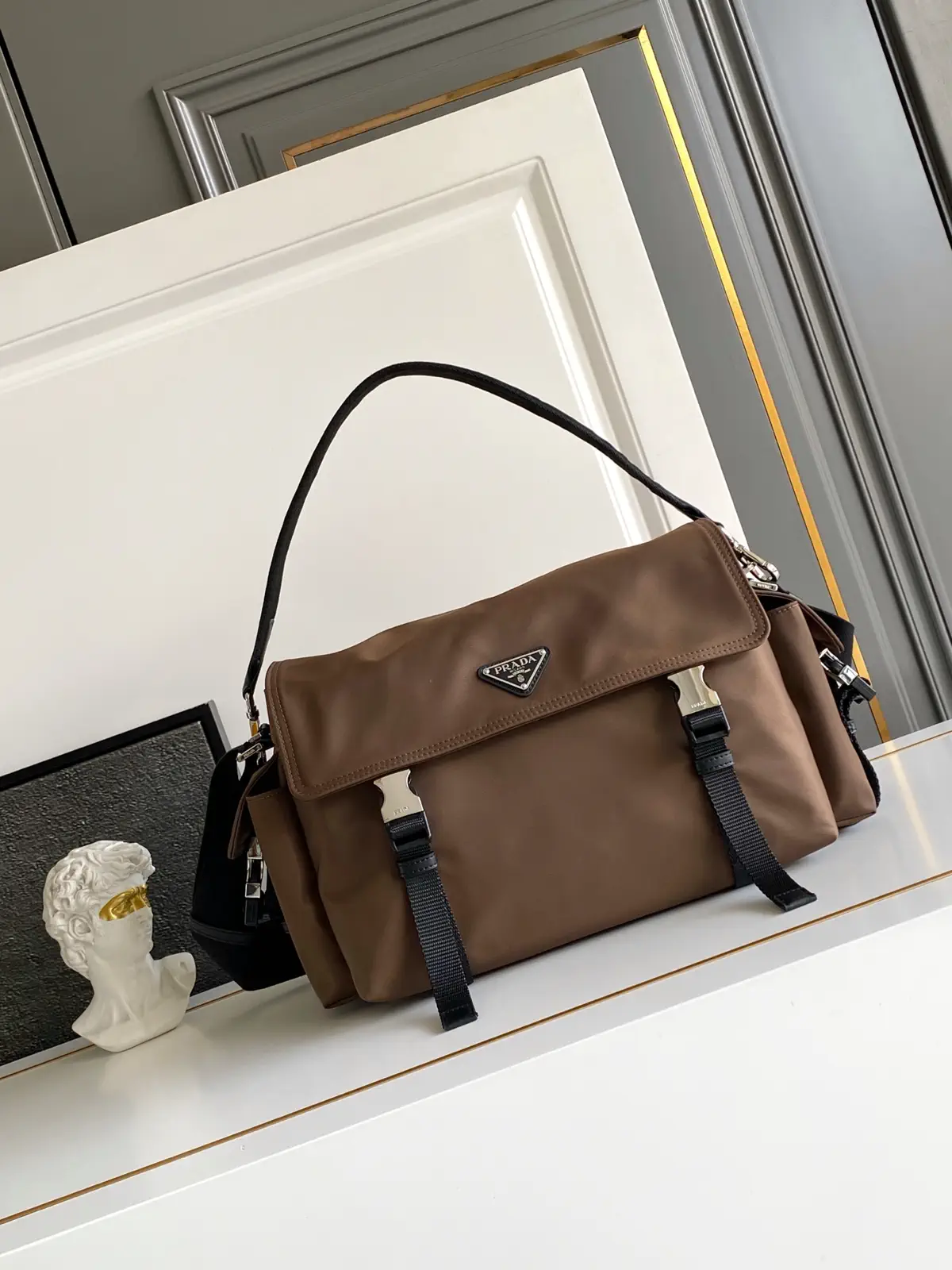 Prada Brown Nylon Shoulder Bag image 1