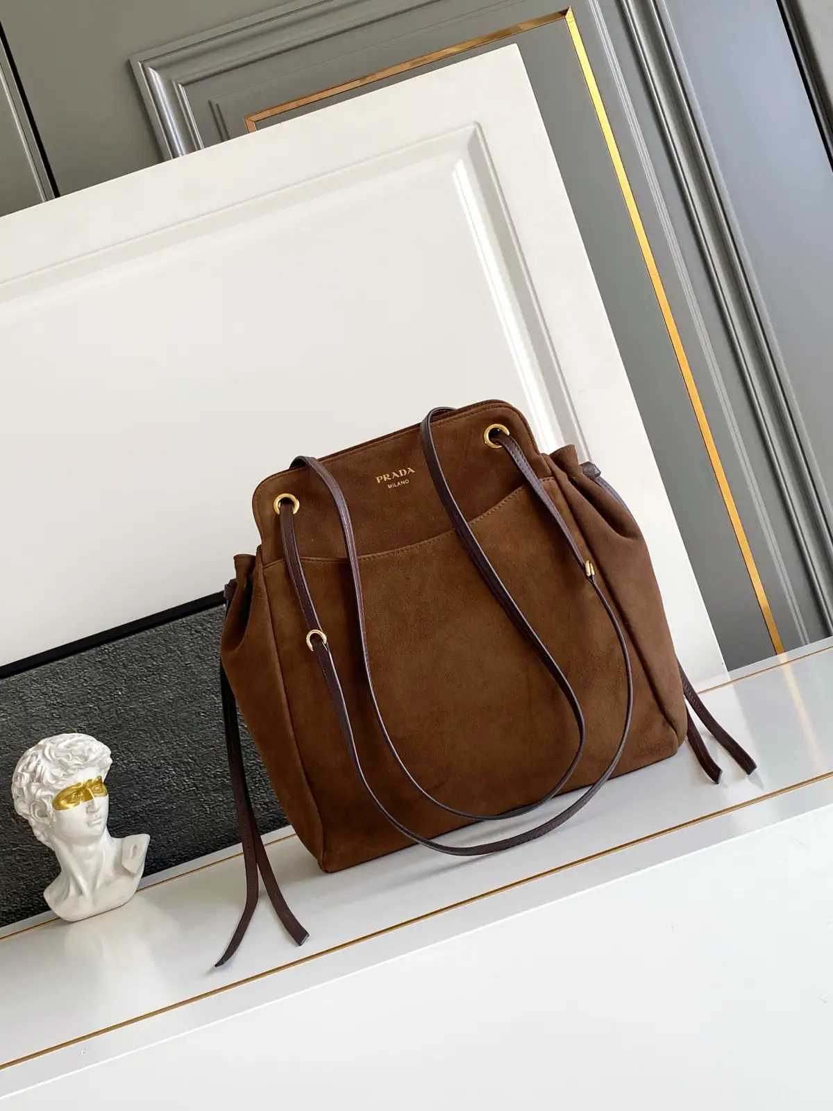 Prada Suede Carry Shoulder Bag image 1