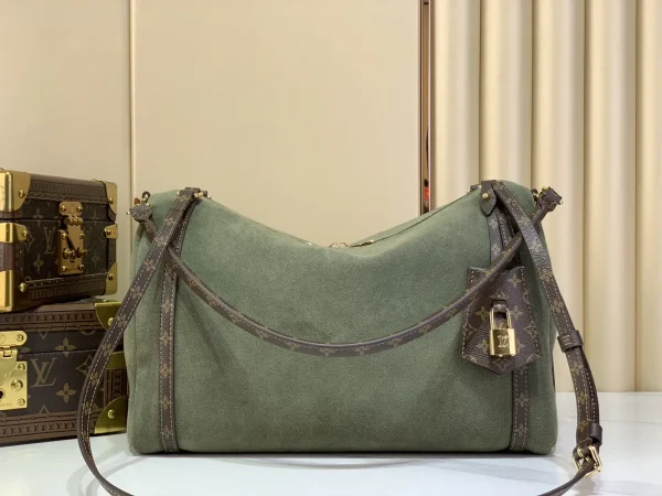 Louis Vuitton Green Suede Express Medium Bag with Monogram Trim image 1