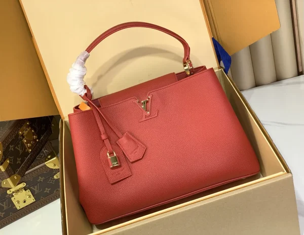 Louis Vuitton Red Taurillon Leather Capucines Top Handle Bag image 1