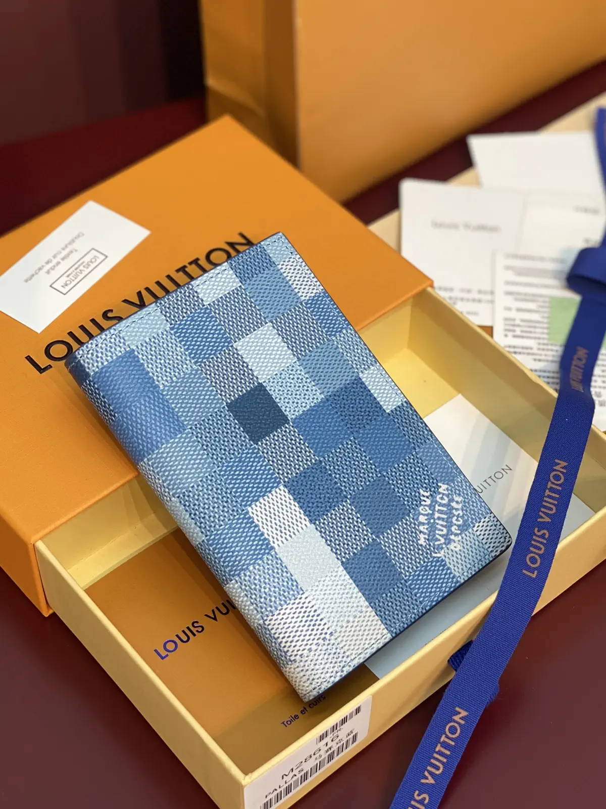 Louis Vuitton Blue Checkerboard Passport Holder image 1