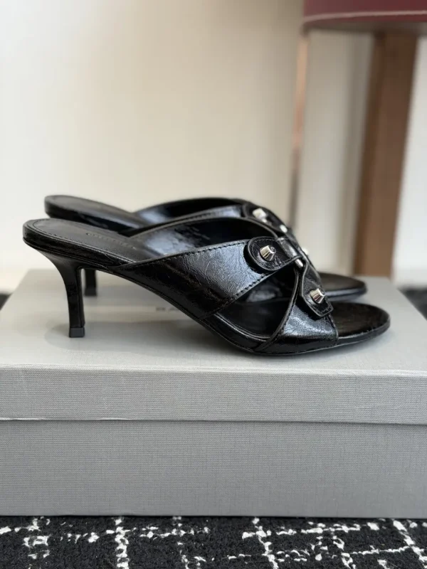 Balenciaga Rivet Cutout High Heel Slide Sandals image 1